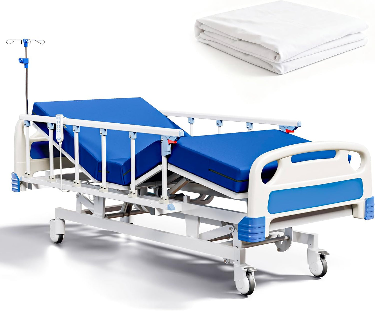 5-Function Full Electric Hospital Bed with 4.7" Foam Mattress