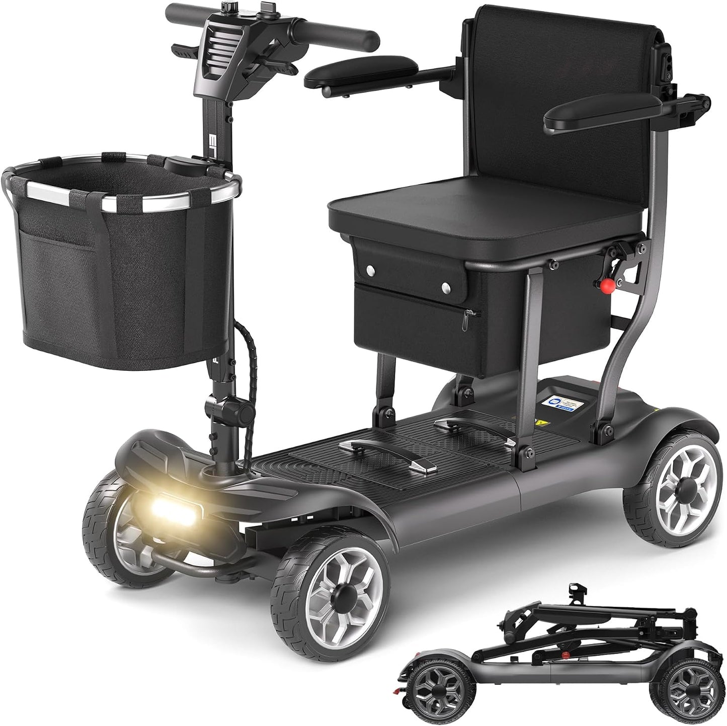 Lightweight Foldable Mobility Scooter with 12.4-Mile Range – Blue