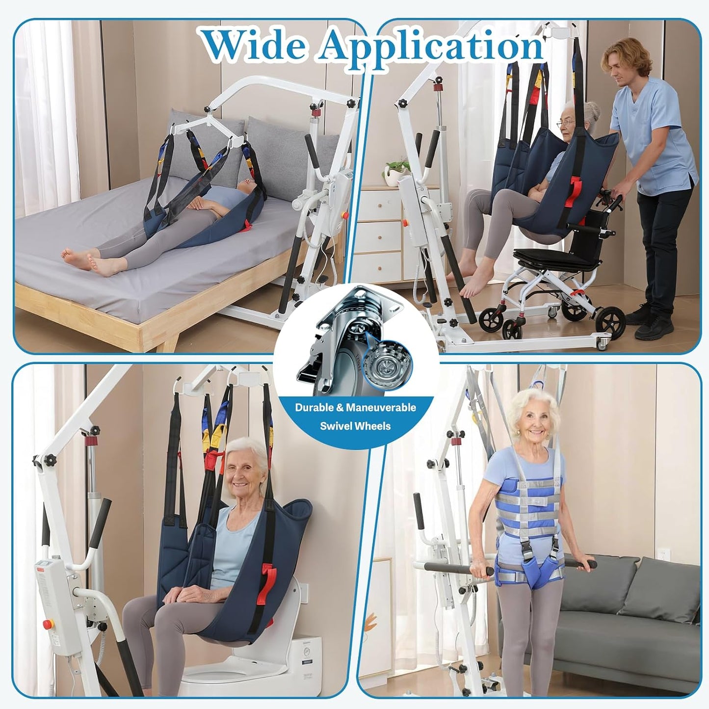 2-in-1 Electric Patient Lift with Stand-Up Assist & 2 Slings