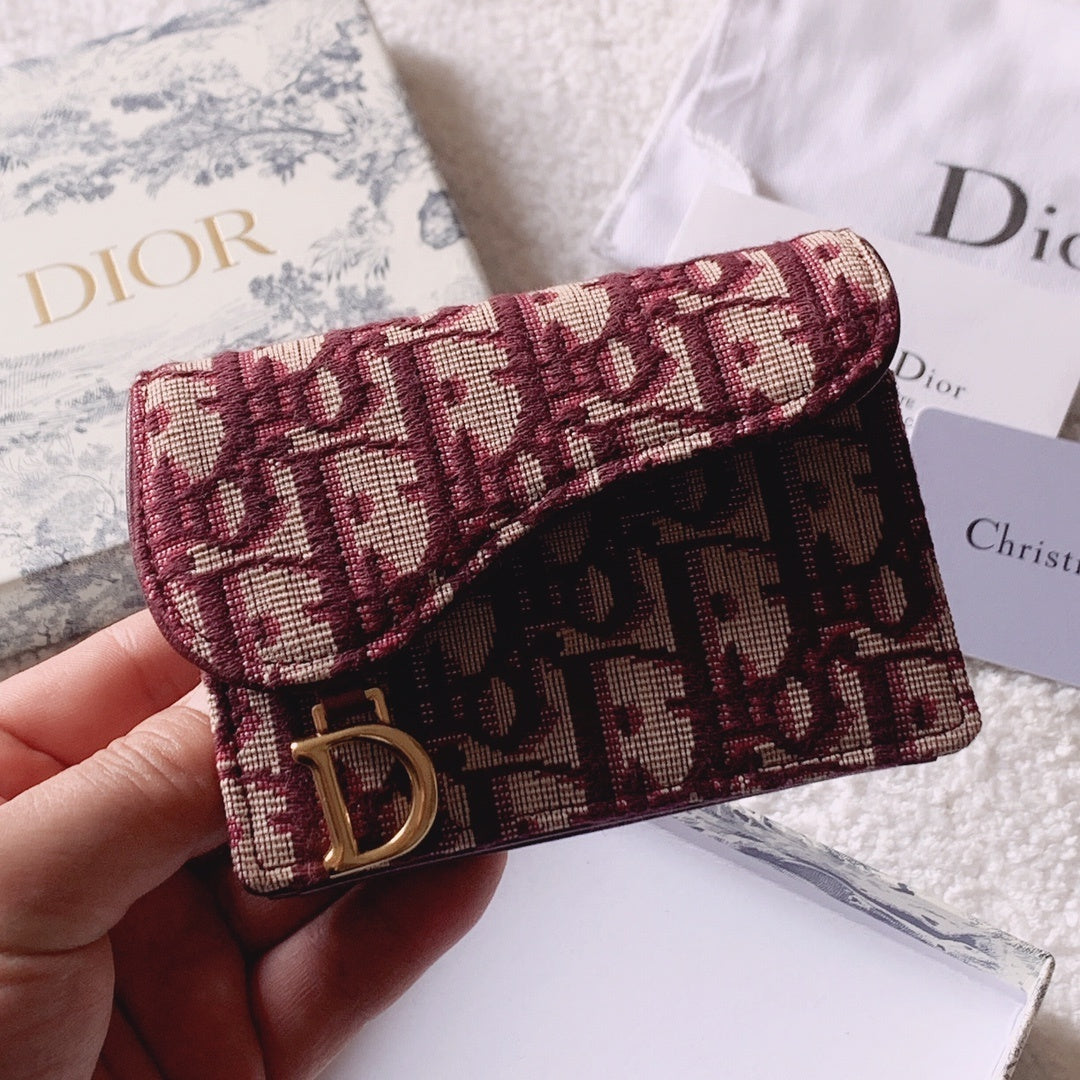 Christian Dior Oblique Saddle Red Wallet 11cm