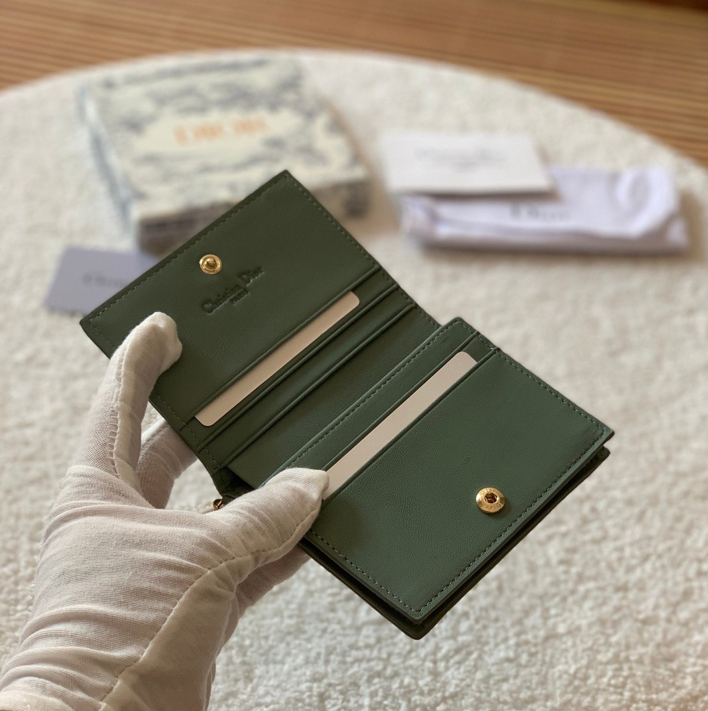 Mini Lady Dior Green Wallet 11cm
