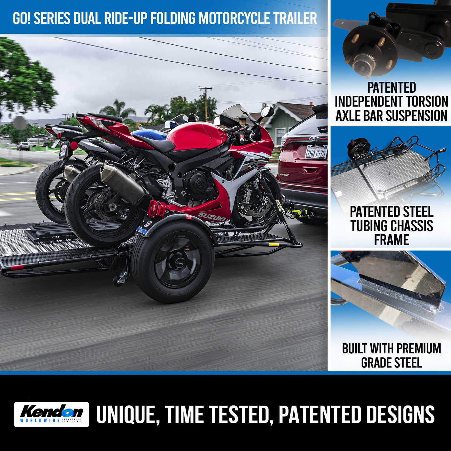 Go! Series Dual Rail Ride-Up Folding Motorcycle Trailer Discounted USED