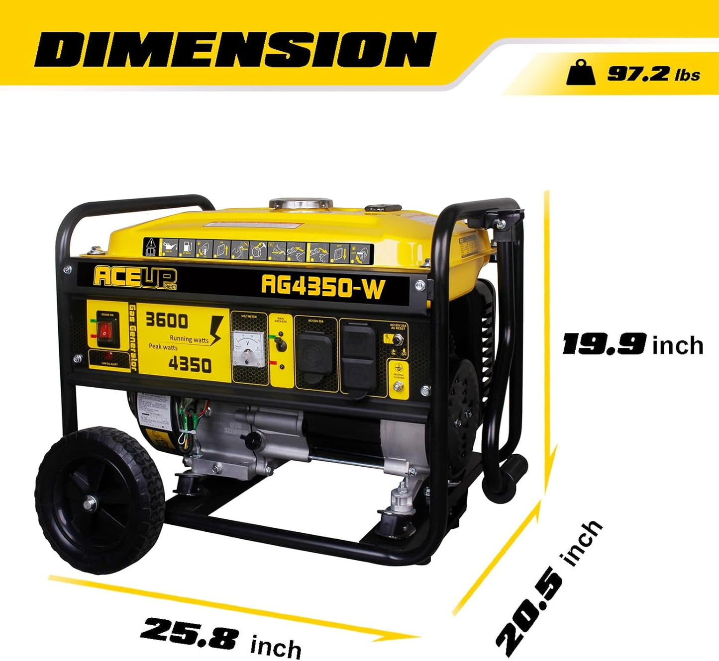 Aceup Energy Portable Generator 4500 Watt Gas Powered Equipment with Wheel Kit & Oil, 4000W Generator EPA & CARB Compliant
