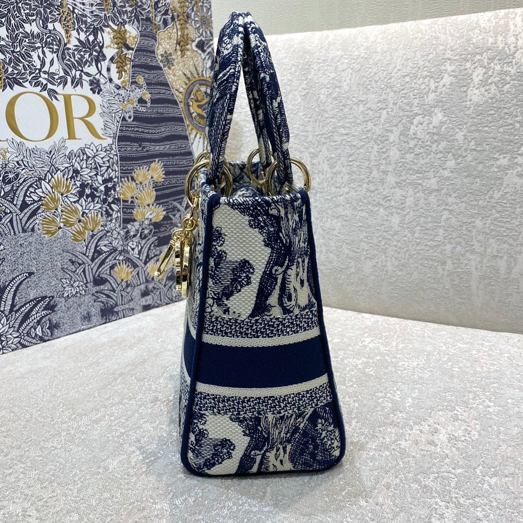 Christian Dior Medium Lady D-Lite Bag 24cm Blue