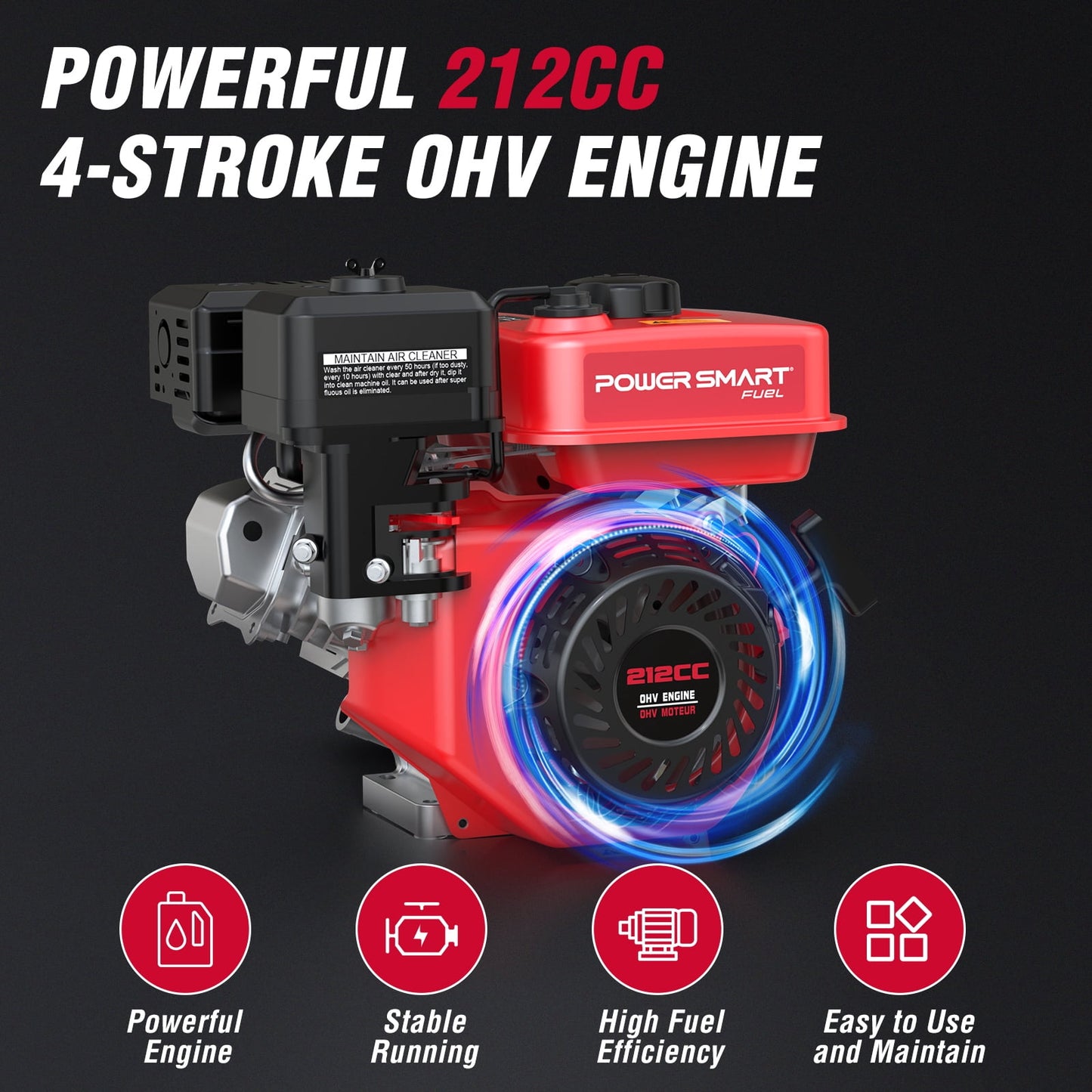 PowerSmart 3800PSI Gas Pressure Washer, 212cc Engine 2.5GPM 5 Quick-Adjustable Nozzles for Gardens