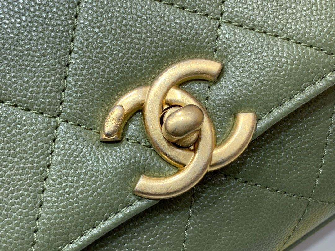 Chanel Co Co Cross Body Bag 24cm Green