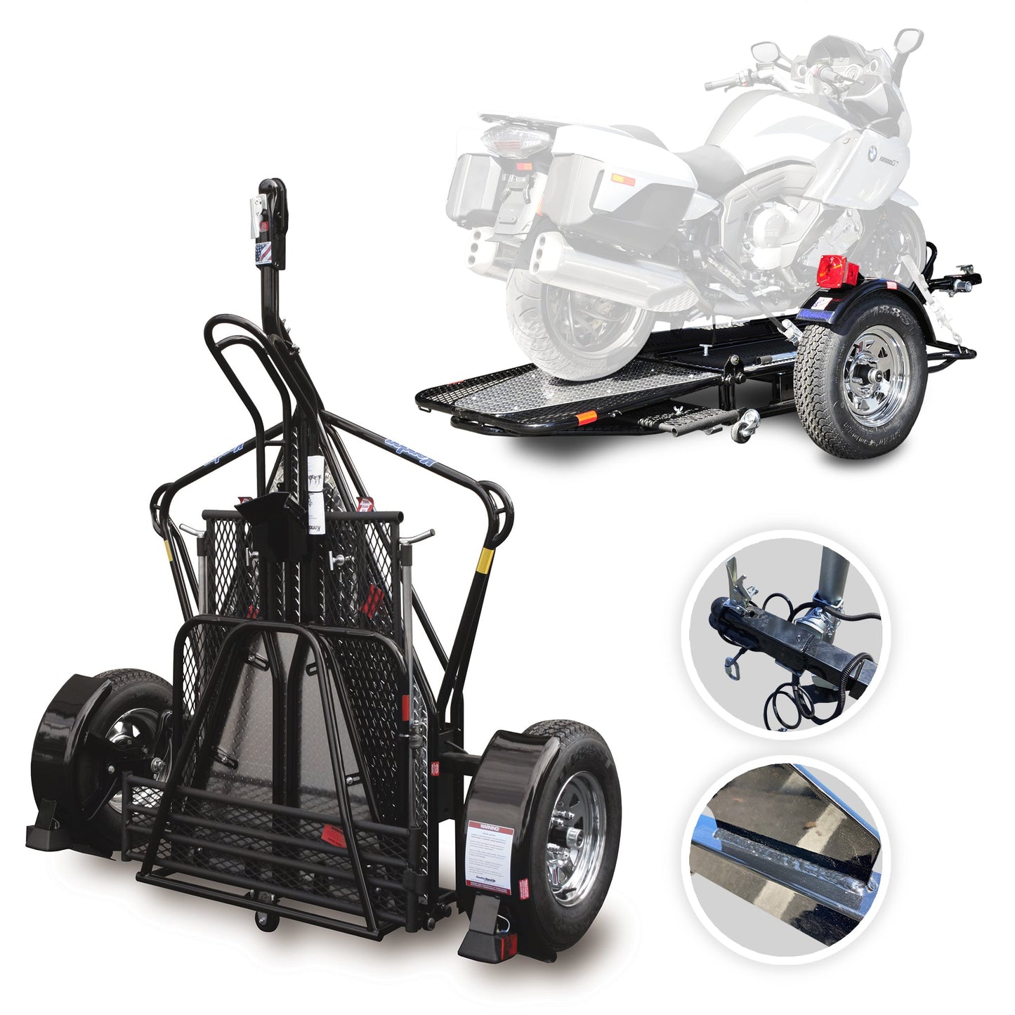 Folding Single-Rail Motorcycle Trailer – Ride-On Ramp for Easy Bike Transport