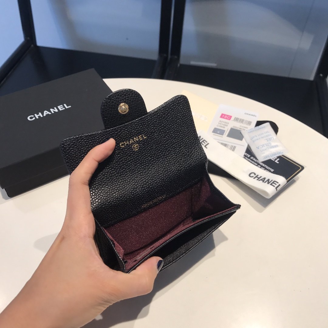 Chanel Co-Co Mini Wallet Gold Hardware 12cm Black