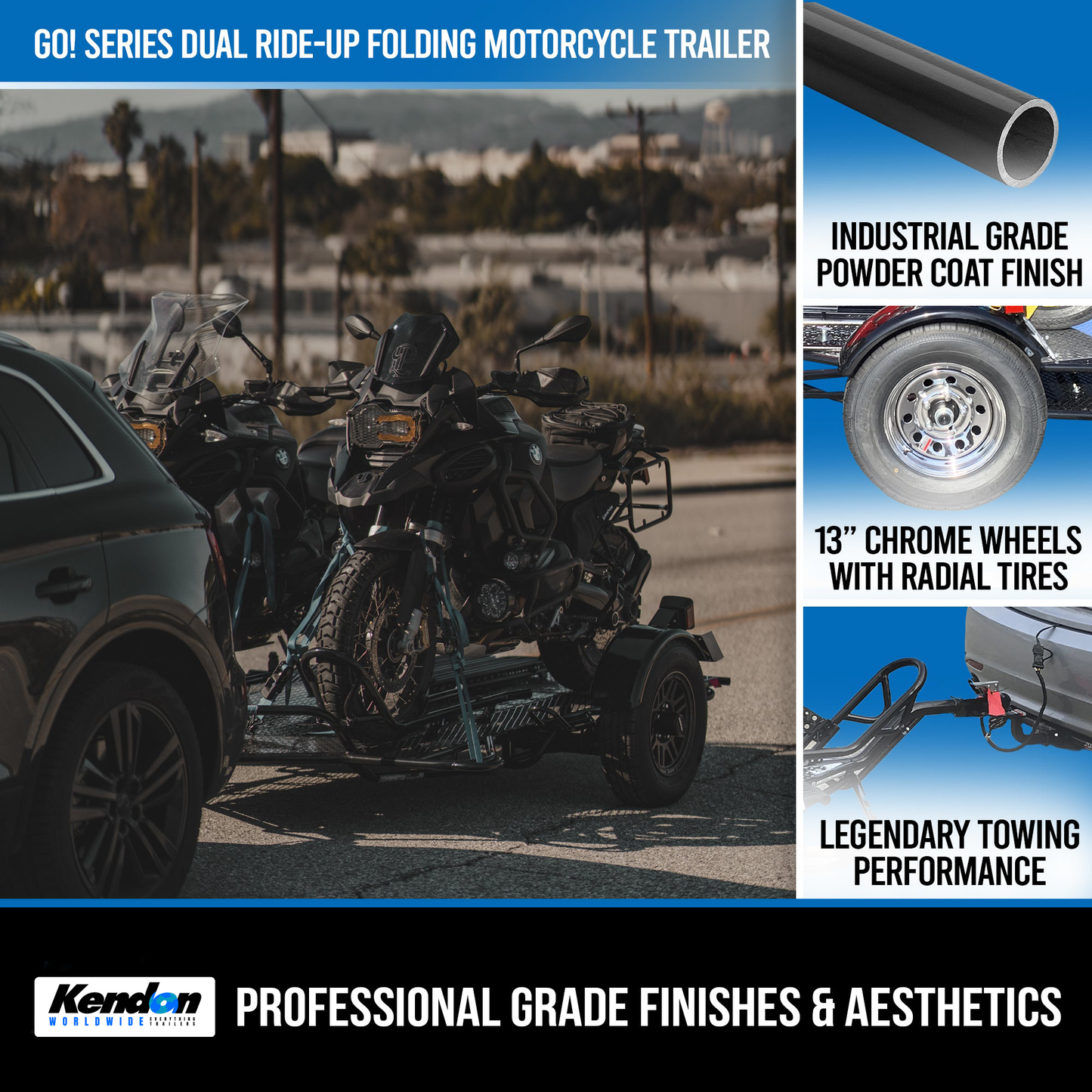 Go! Series Dual Rail Ride-Up Folding Motorcycle Trailer Discounted USED