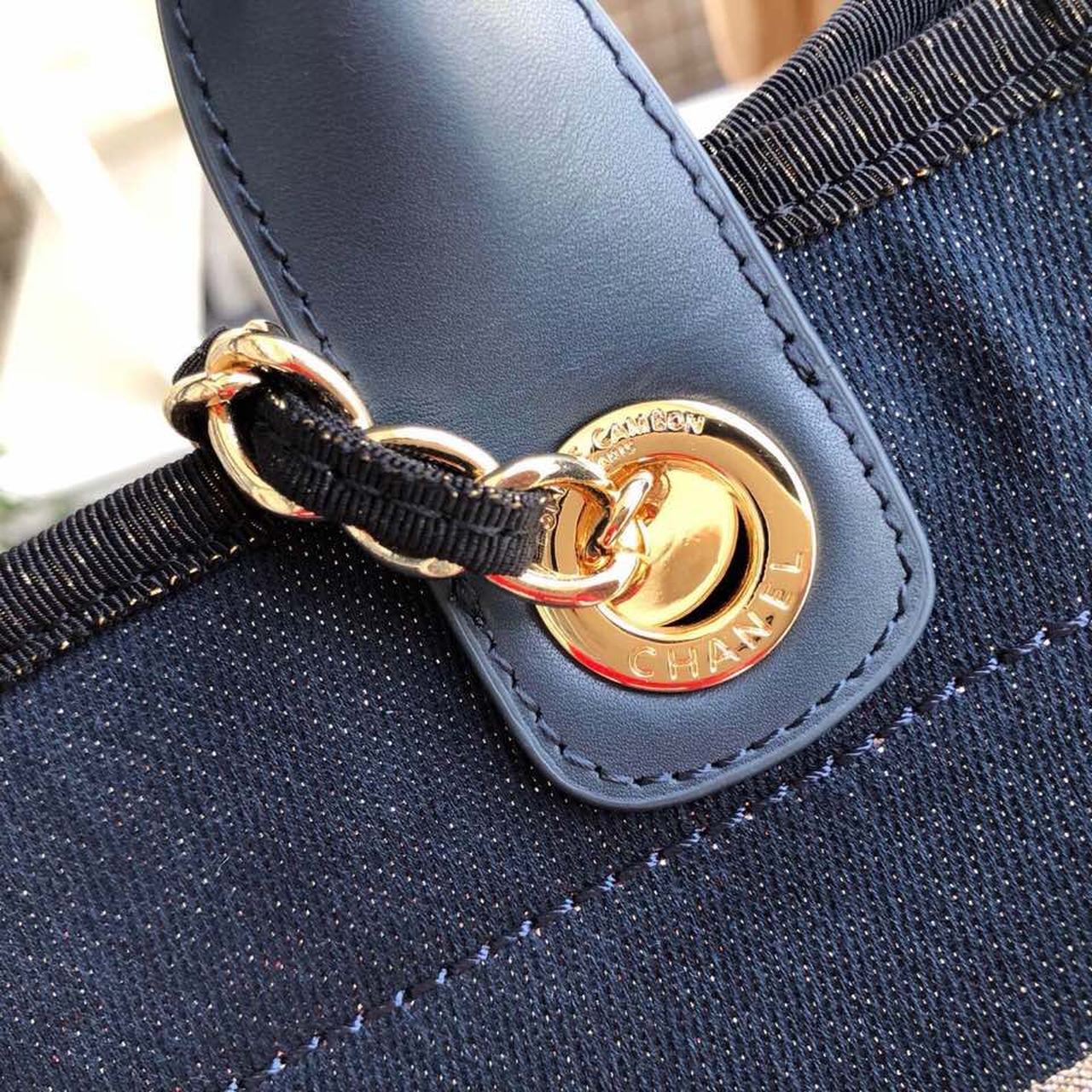 Chanel Deauville Tote 38cm Denim Canvas Bag Fall/Winter Collection Dark Blue