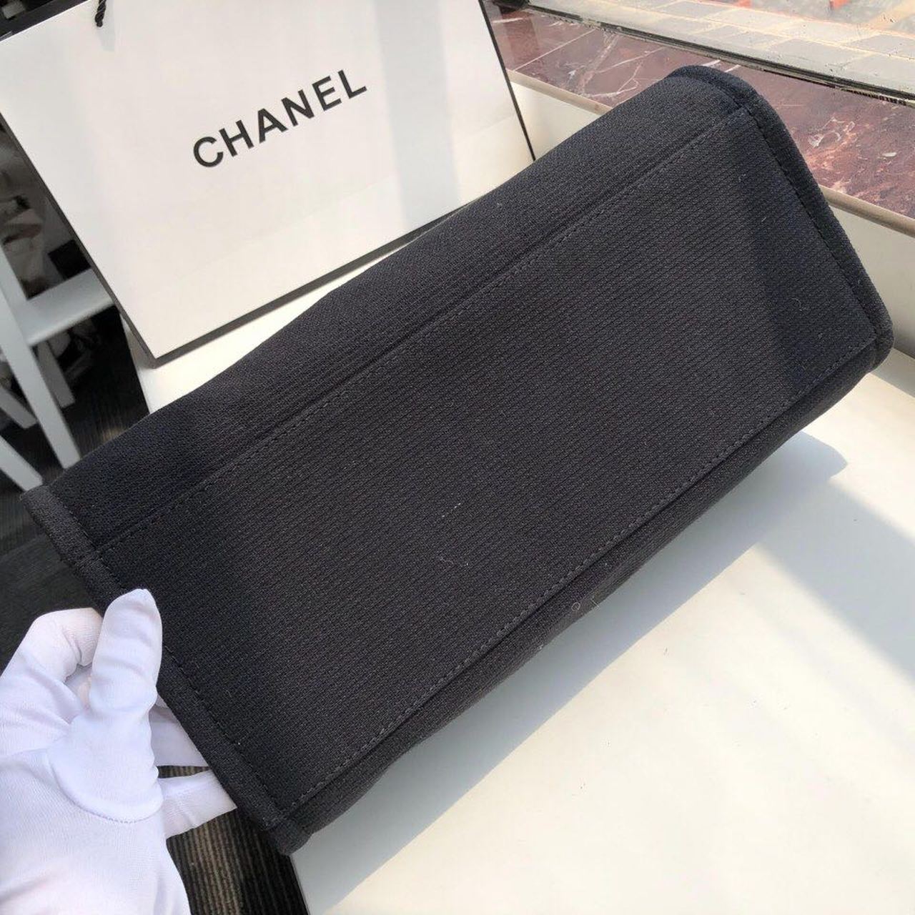 Chanel Deauville Tote 38cm Twill Canvas Bag Fall/Winter Collection Black/White