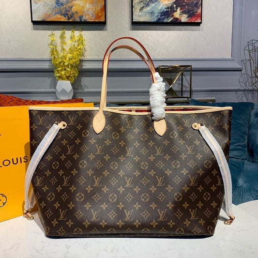 Louis Vuitton Neverfull GM Bag 40cm Monogram Canvas Fall/Winter Collection M40991, Brown/Red