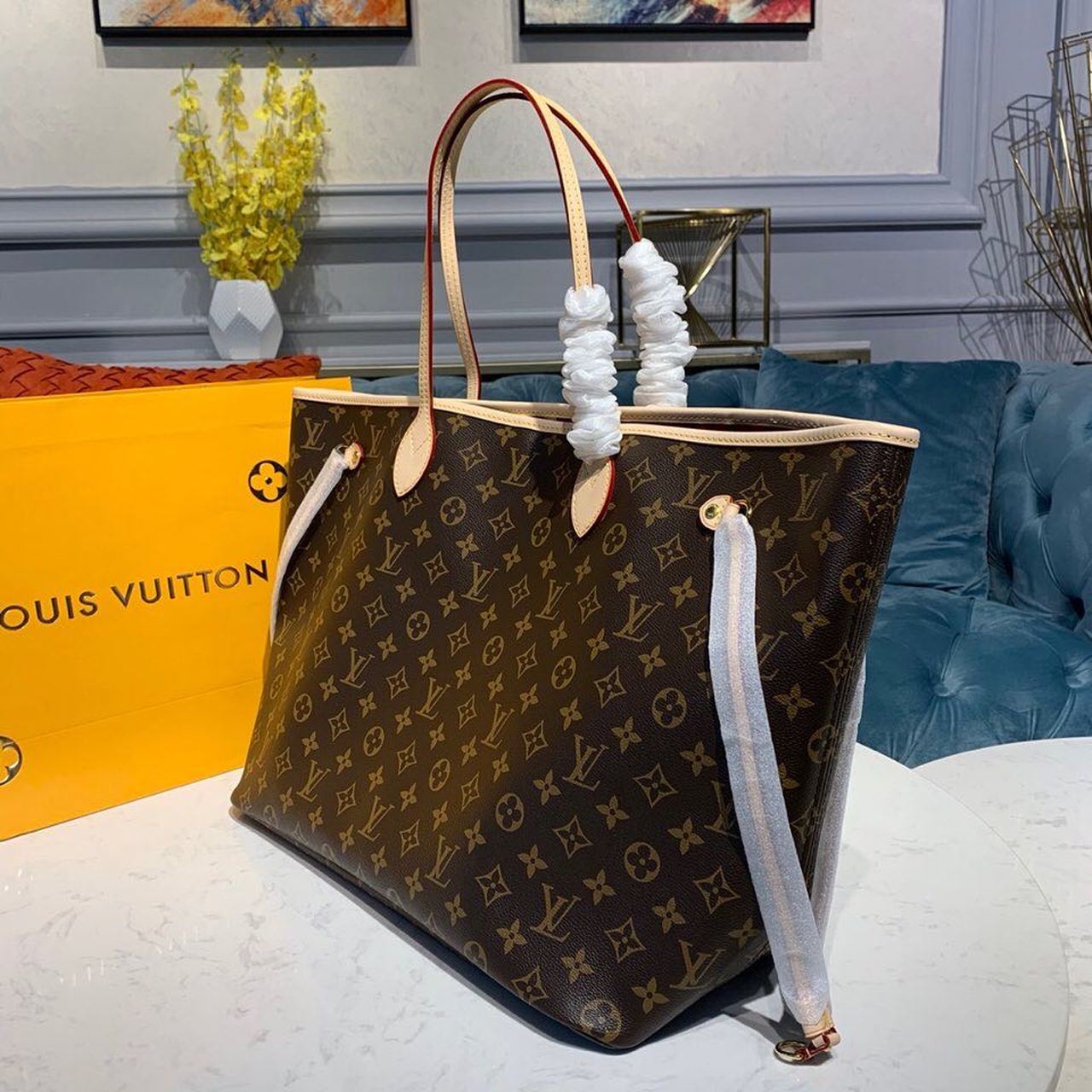 Louis Vuitton Neverfull GM Bag 40cm Monogram Canvas Fall/Winter Collection M40991, Brown/Red