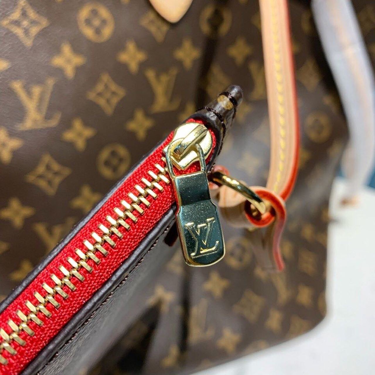 Louis Vuitton Neverfull GM Bag 40cm Monogram Canvas Fall/Winter Collection M40991, Brown/Red