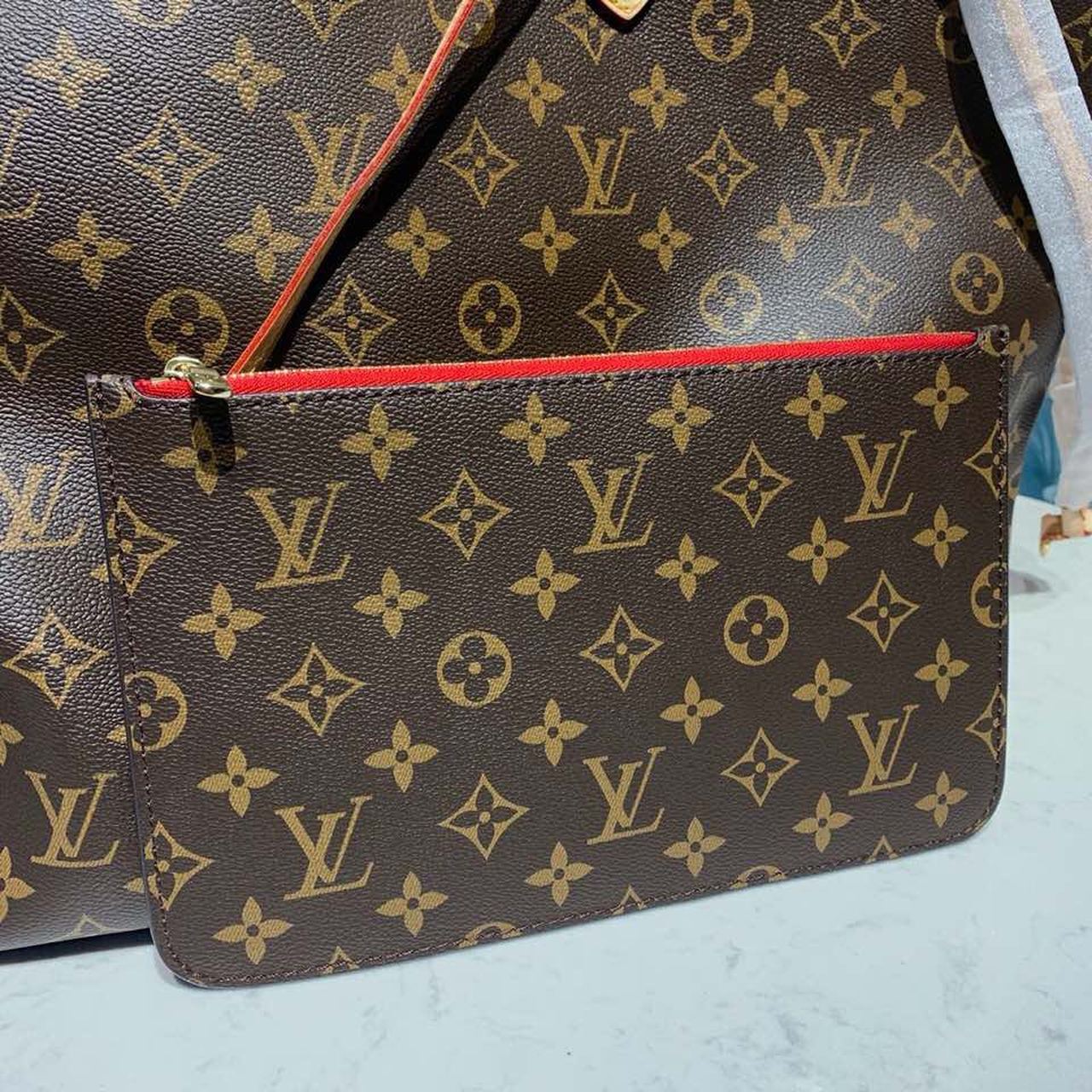 Louis Vuitton Neverfull GM Bag 40cm Monogram Canvas Fall/Winter Collection M40991, Brown/Red
