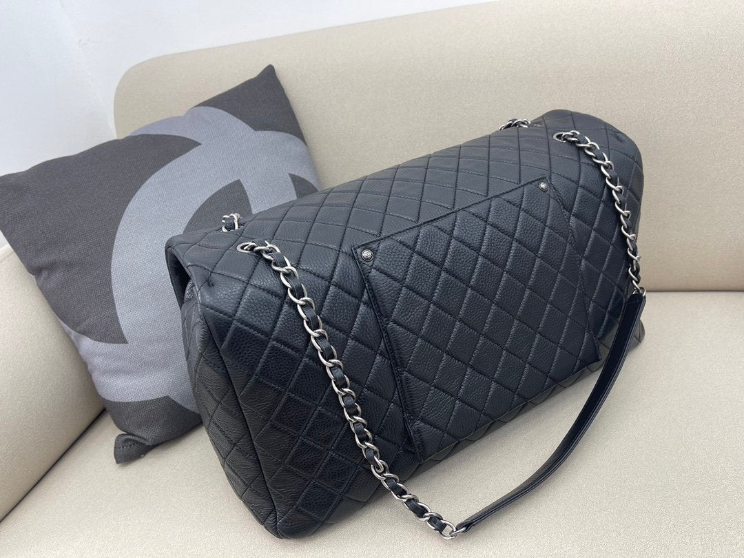 Chanel CoCo Luggage Silver Toned Hardware 46cm Black