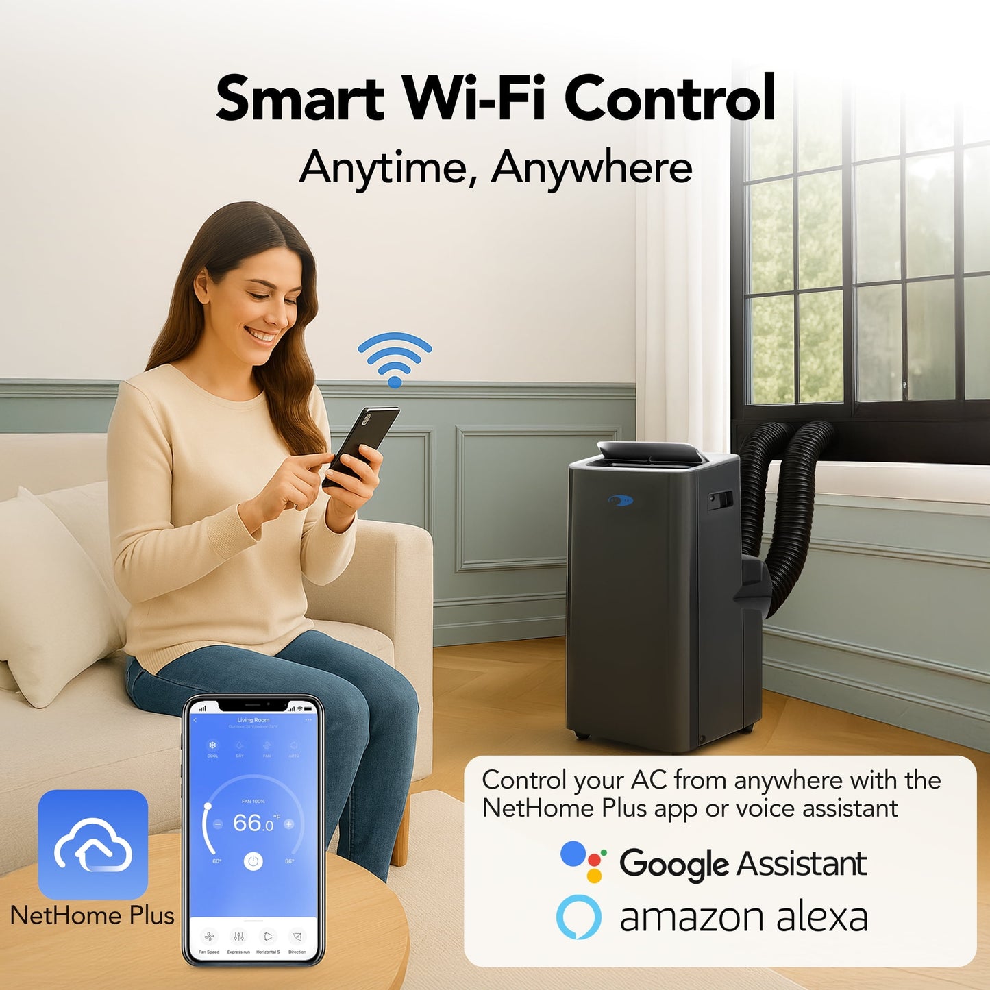 Whynter Nex Inverter Portable Air Conditioner Dual Hose Cooling, 500 Sq Ft Efficiency 12000 Btu (10000 Btu Sacc) Arc-1280MX