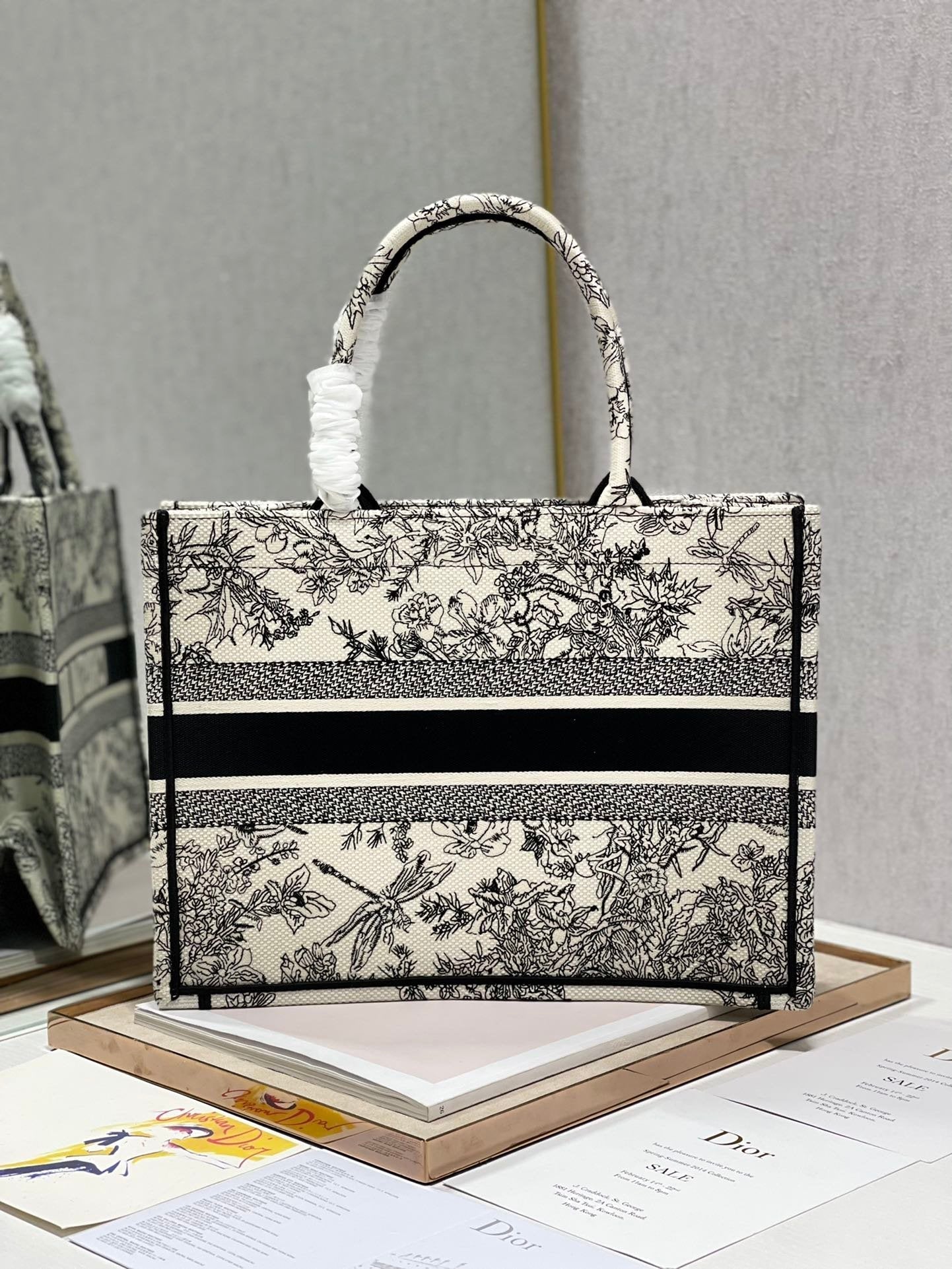Christina Dior Medium Book Tote Bag 36cm Black/White