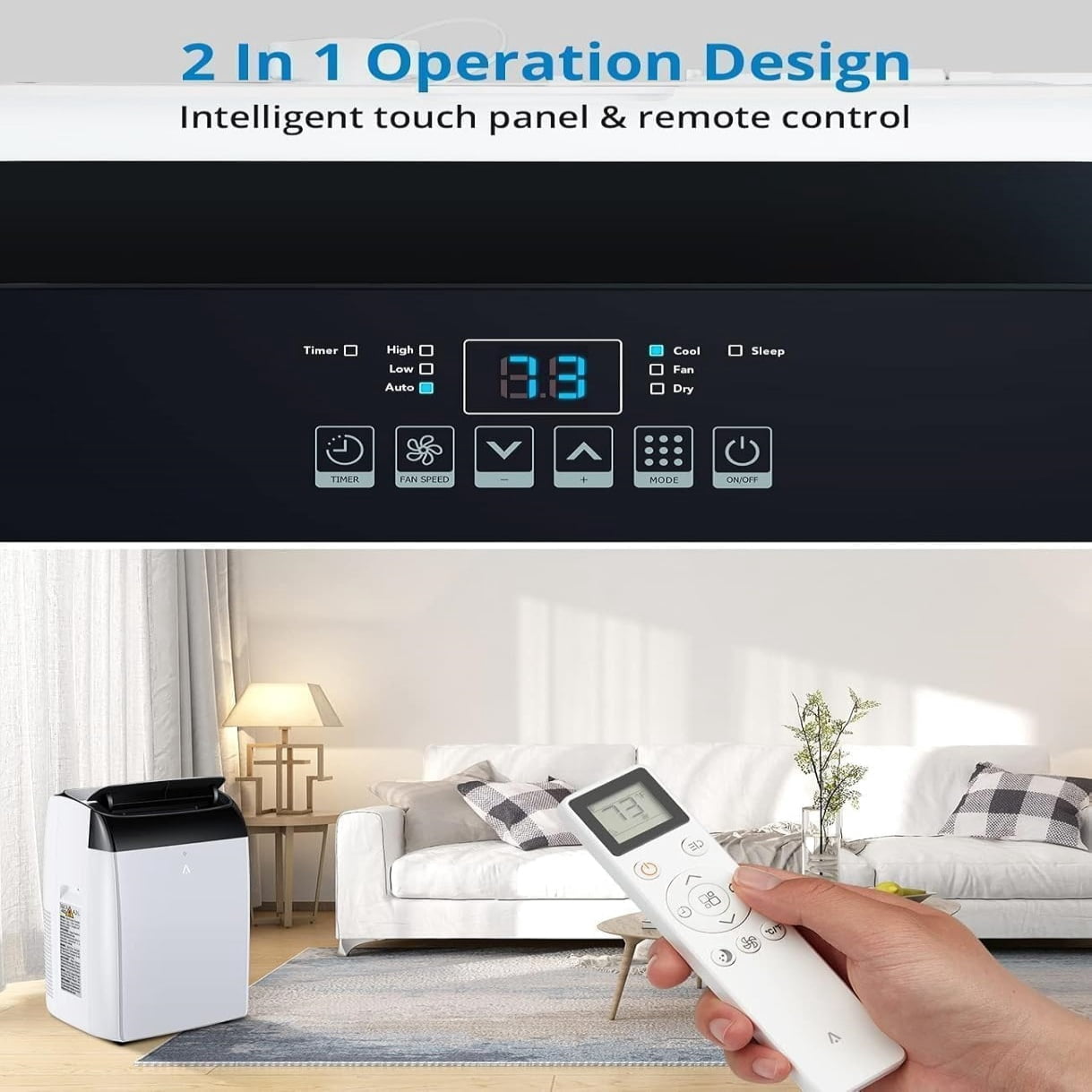 JoanKaren Portable Air Conditioner 12000 BTU,Cools Rooms Up to 550 Sq. Ft,3-in-1 Indoor AC Unit with Cooling,Dehumidifier,Fan,Remote Control & Complete Window Kit