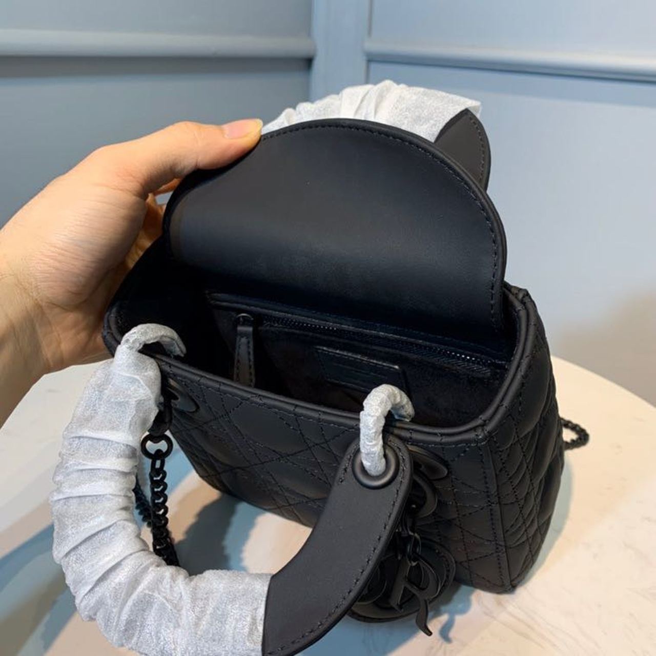 Christian Dior Mini Lady Dior Bag 18cm with Chain Matte Hardware Lambskin Leather Spring/Summer Collection Black