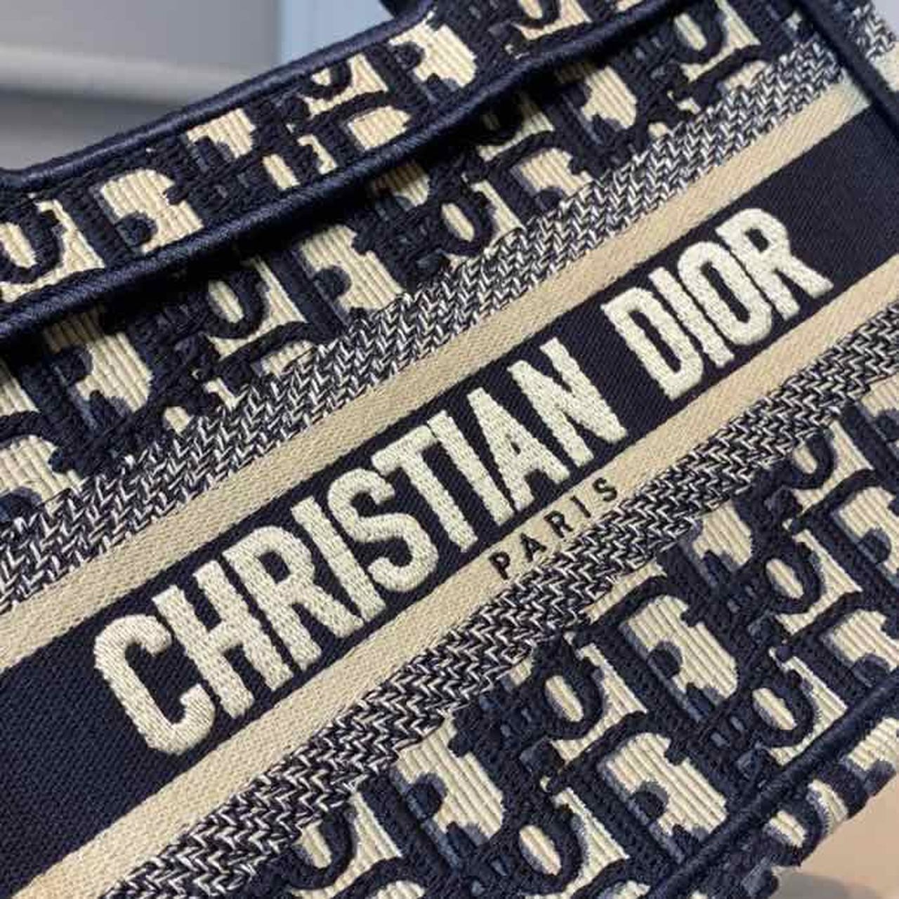 Christian Dior Mini Book Tote Bag 22cm Oblique Embroidered Canvas Spring/Summer Collection, Blue
