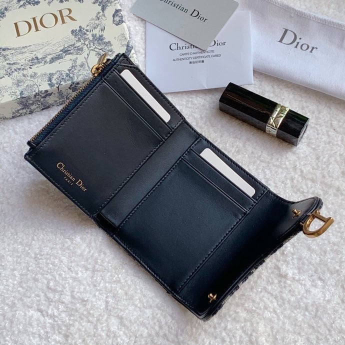 Christian Dior Saddle Blue Flap Card Holder 11cm