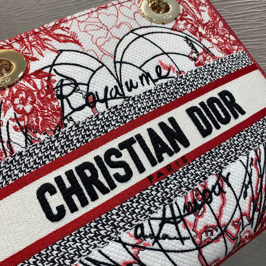 Christian Dior Medium Lady D-Lite Bag 24cm Red