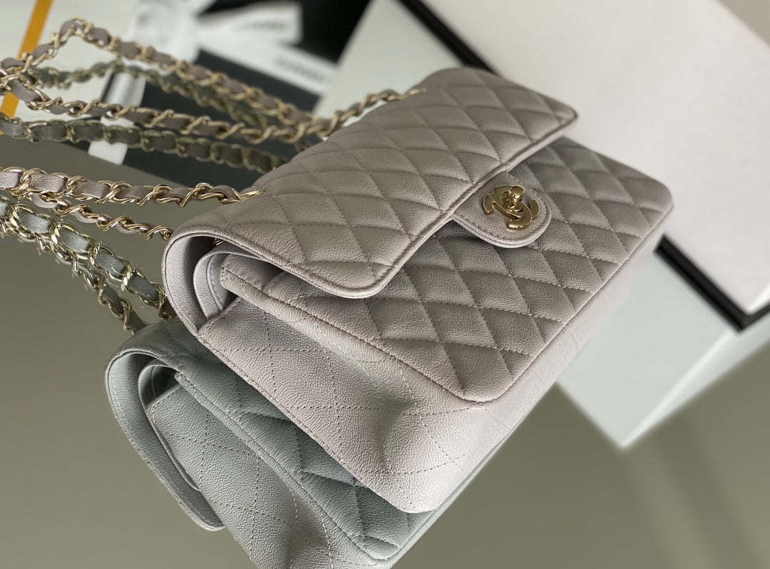 Chanel Classic Flapbag Gold Hardware 26cm Grey