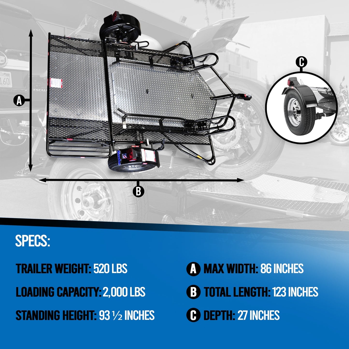 Go! Series Dual Rail Ride-Up Folding Motorcycle Trailer Discounted USED