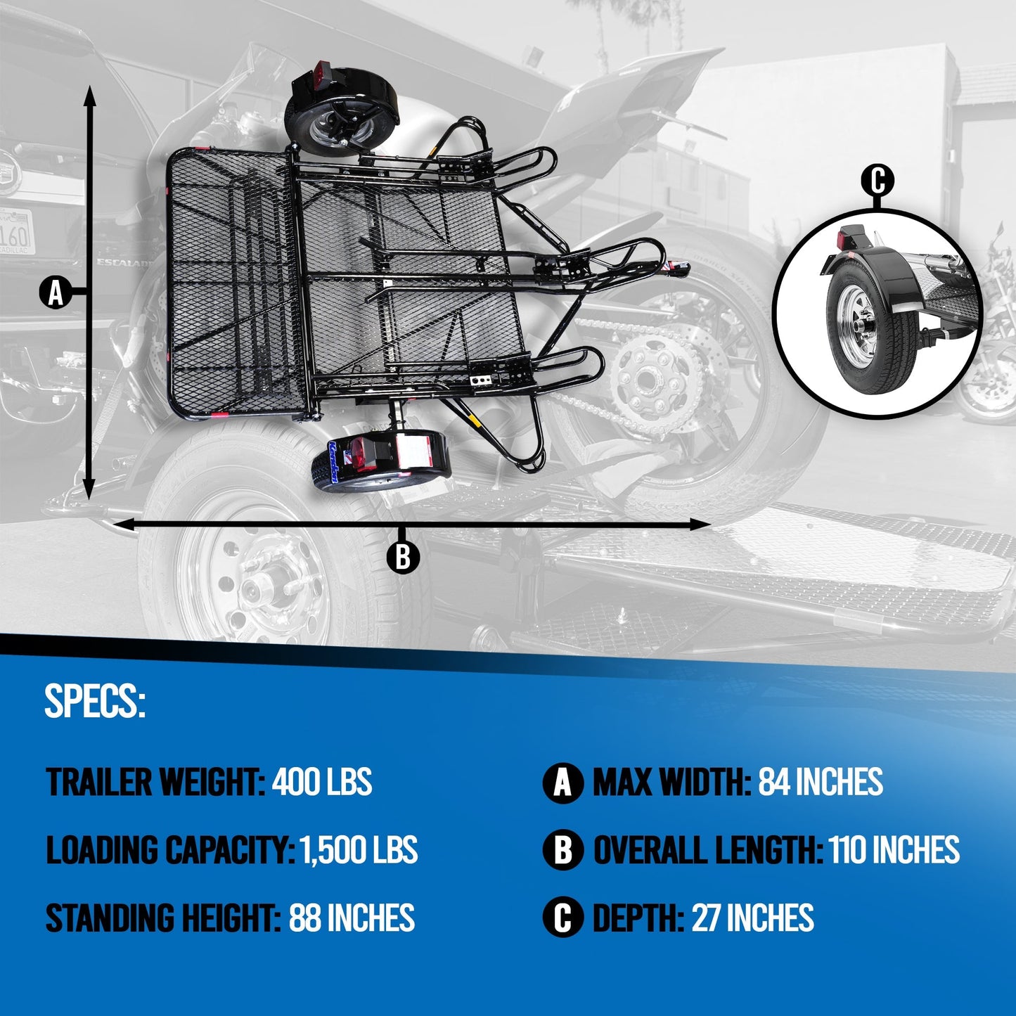 Stand-Up  Dirt Bike Trailer, Sport Bike & Scooter Trailer - USED