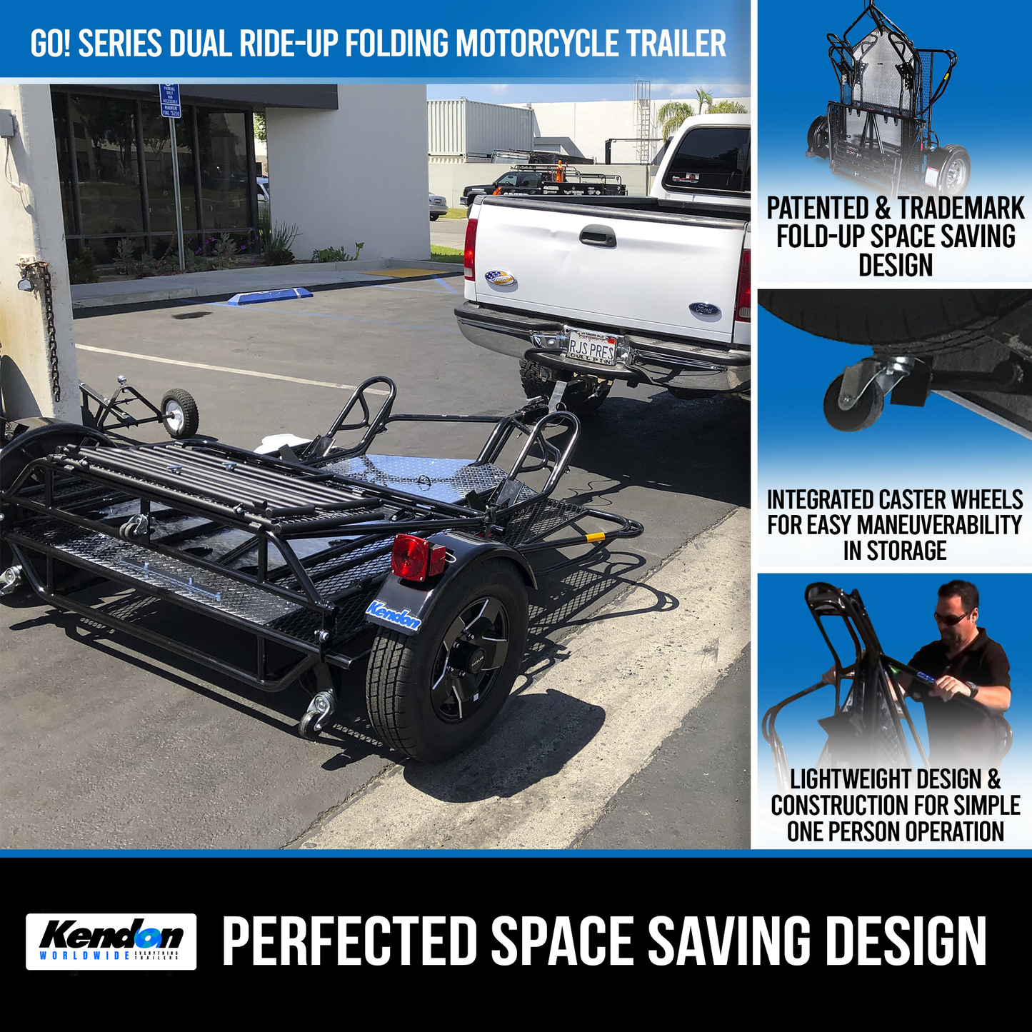 Go! Series Dual Rail Ride-Up Folding Motorcycle Trailer Discounted USED