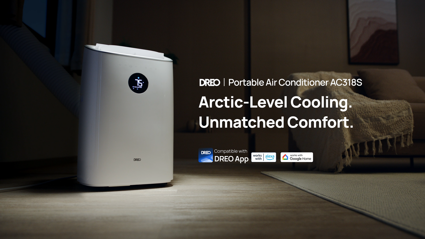 DREO Portable Air Conditioner 8000 BTU ASHRAE (5000 BTU DOE), Drainage-free Cooling, 45dB Quiet Smart Standing AC for Room, APP/Voice/Remote, 24H Timer with Fan/Dehumidifier, Covers up to 150 sq. ft