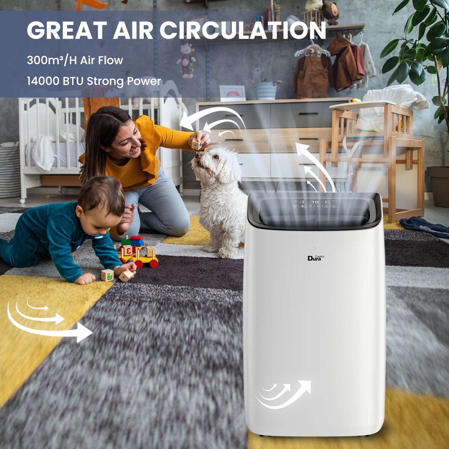 DuraComfort Portable Air Conditioner 10200 BTU, Dehumidifier, Fan, Remote, Cooling for 450 sq. ft