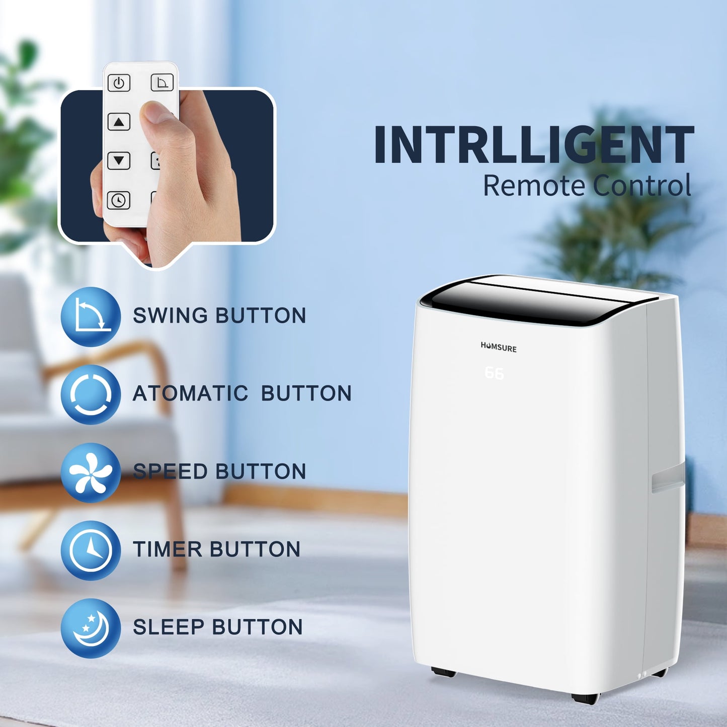 Portable Air Conditioner 14000 BTU, Suitable for 420 sq ft of Rooms, Floor Standing Air Conditioning AC Unit with Remote Control and Installation Kit, 5-In-1 Function