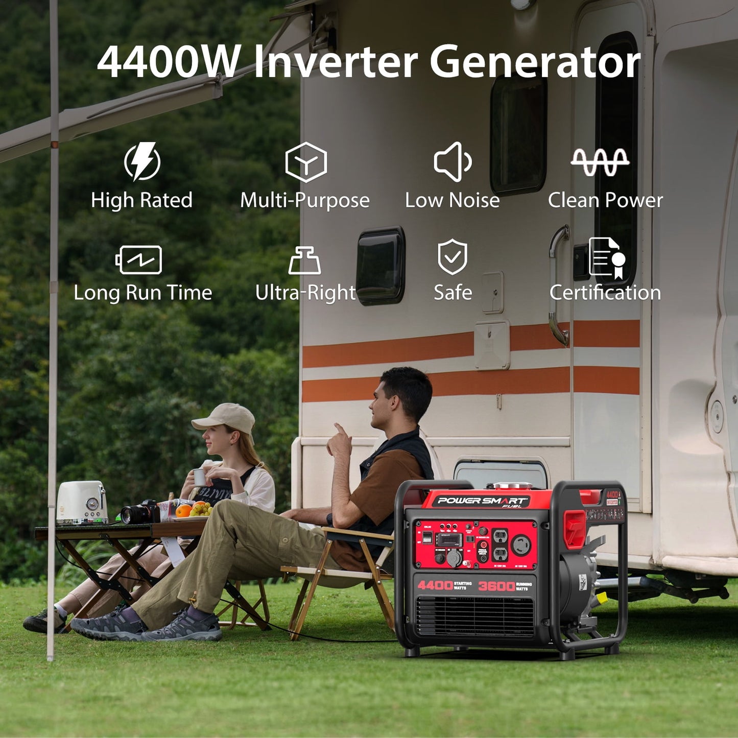 PowerSmart 4400-Watt Powered for Outdoor and Home Use, EPA Compliant Gas Portable Inverter Generator