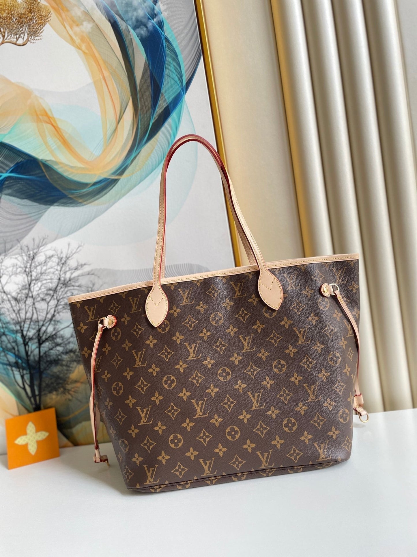 Louis Vuitton Neverfull MM Bag 32cm Damier Azur Canvas Fall/Winter Collection N41361, Red