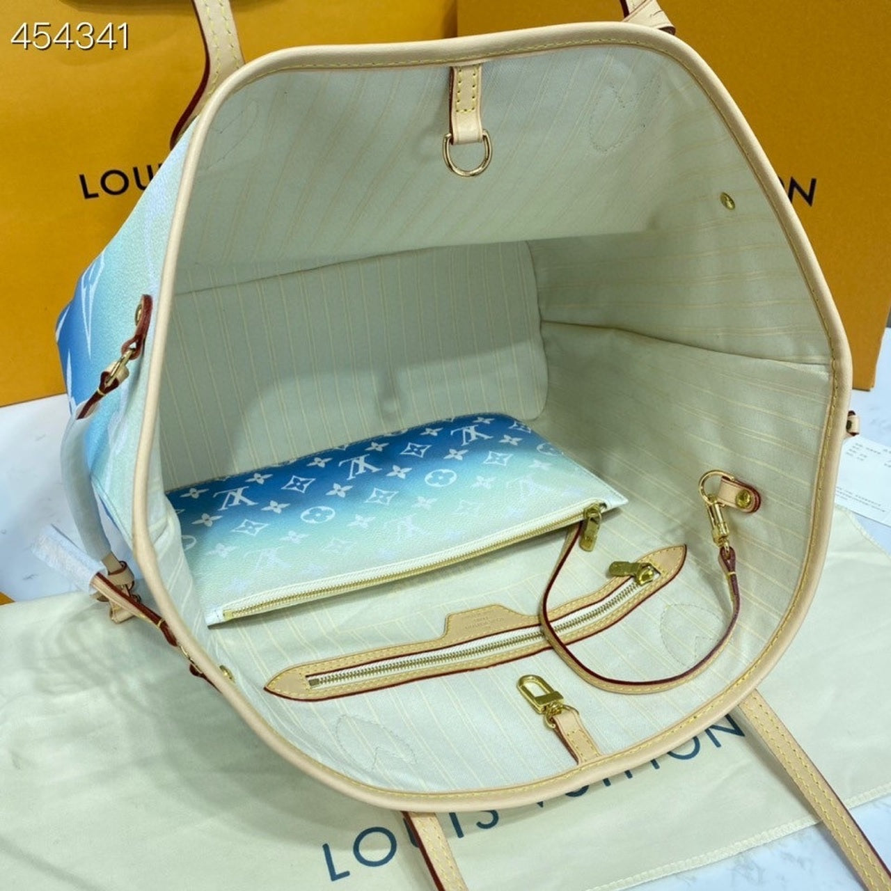 Louis Vuitton Neverfull MM Bag 32cm Monogram Canvas Spring/Summer Collection M57688 Blue