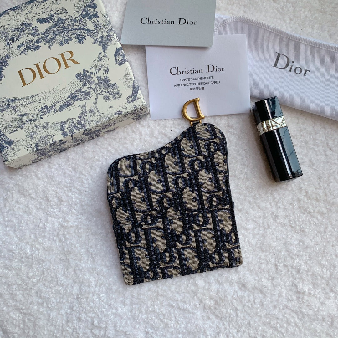 Saddle Lotus Wallet Blue Dior Oblique Jacquard 11cm