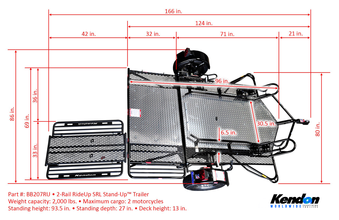 Go! Series Dual Rail Ride-Up Folding Motorcycle Trailer Discounted USED
