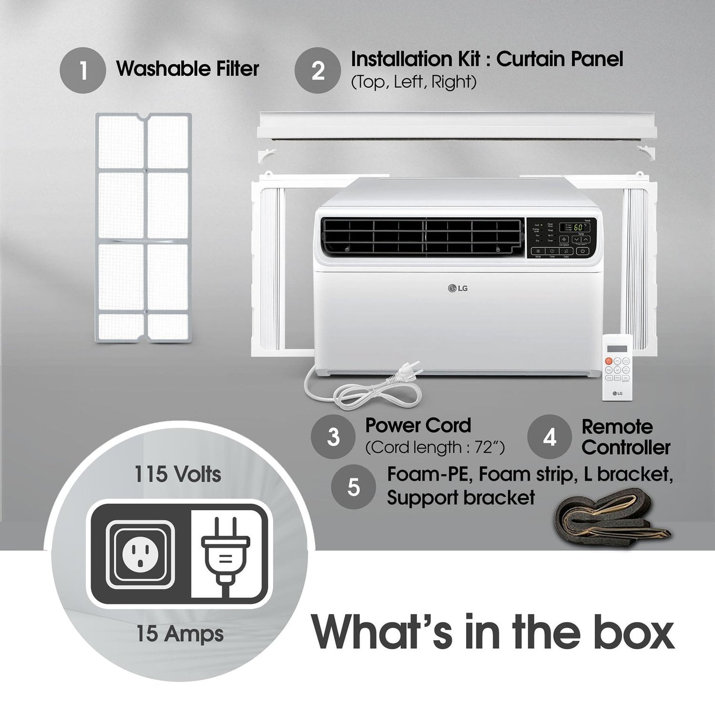 LG 8,500 BTU High Efficiency Dual Inverter Window Air Conditioner with Wi-Fi and LCD Remote, 115V, LW8024IVSM