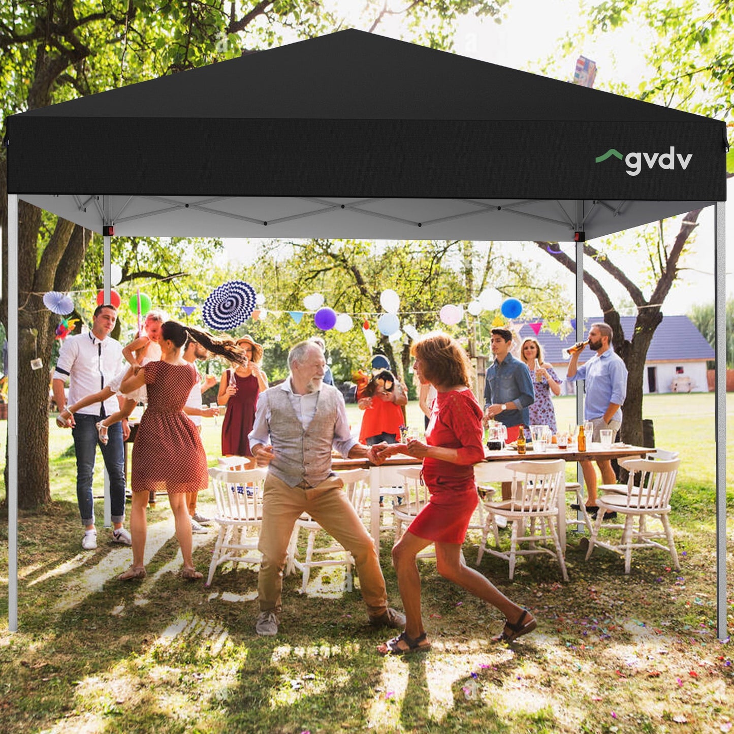 GVDV Outdoor Pop up Canopy 10'x10' Tent Camping Sun Shelter-Series Party Tent (Black)