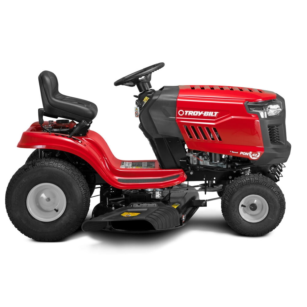 Troy-Bilt Pony 42 Riding Lawn Mower | 547cc Troy-Bilt Engine | 42" Side-Discharge | 7-Speed Shift On The Go Transmission