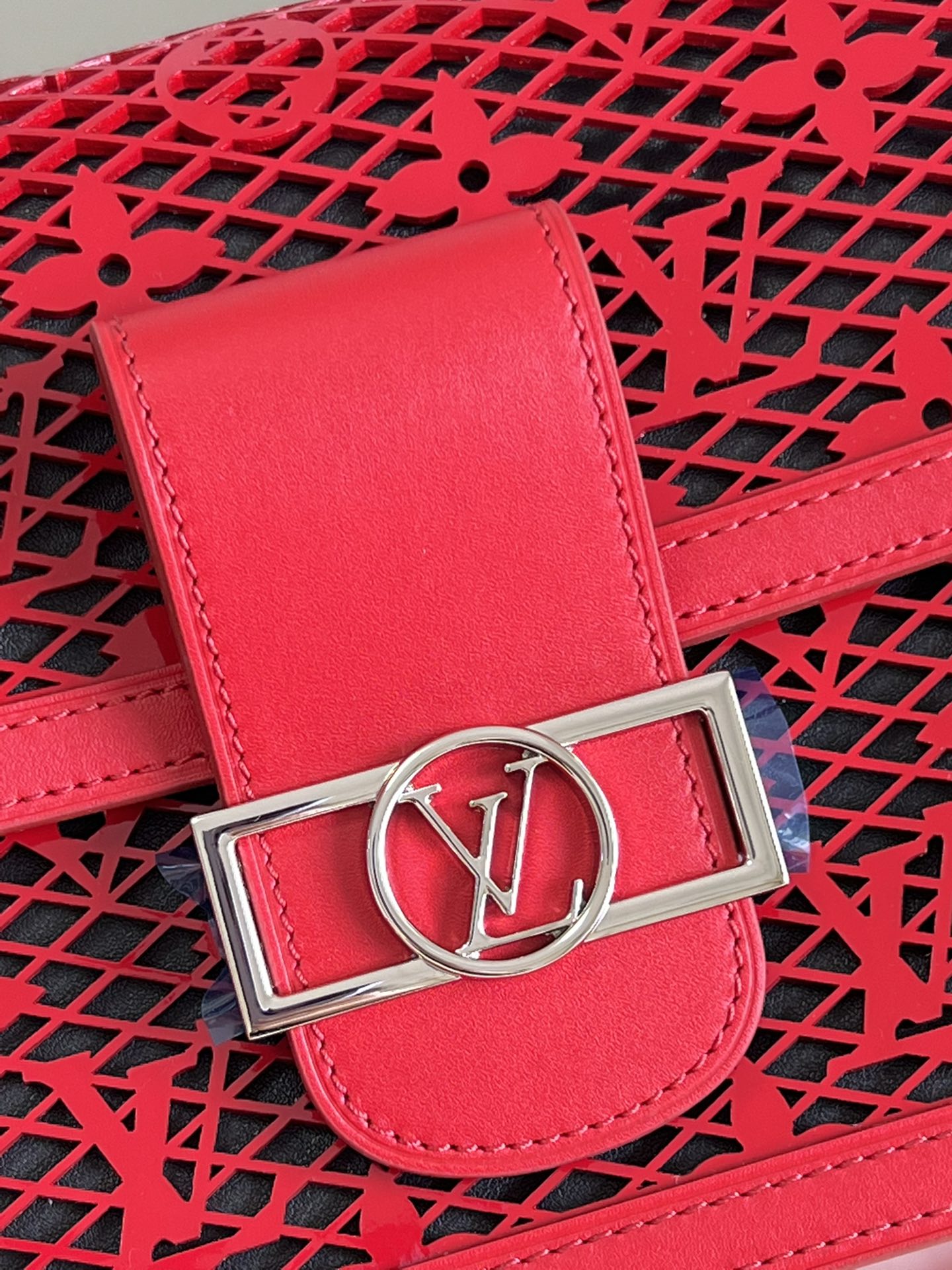 Louis Vuitton Mini Dauphine Bags By Nicolas Ghesquière With Monogram Lace Red For Women 20cm LV M20359