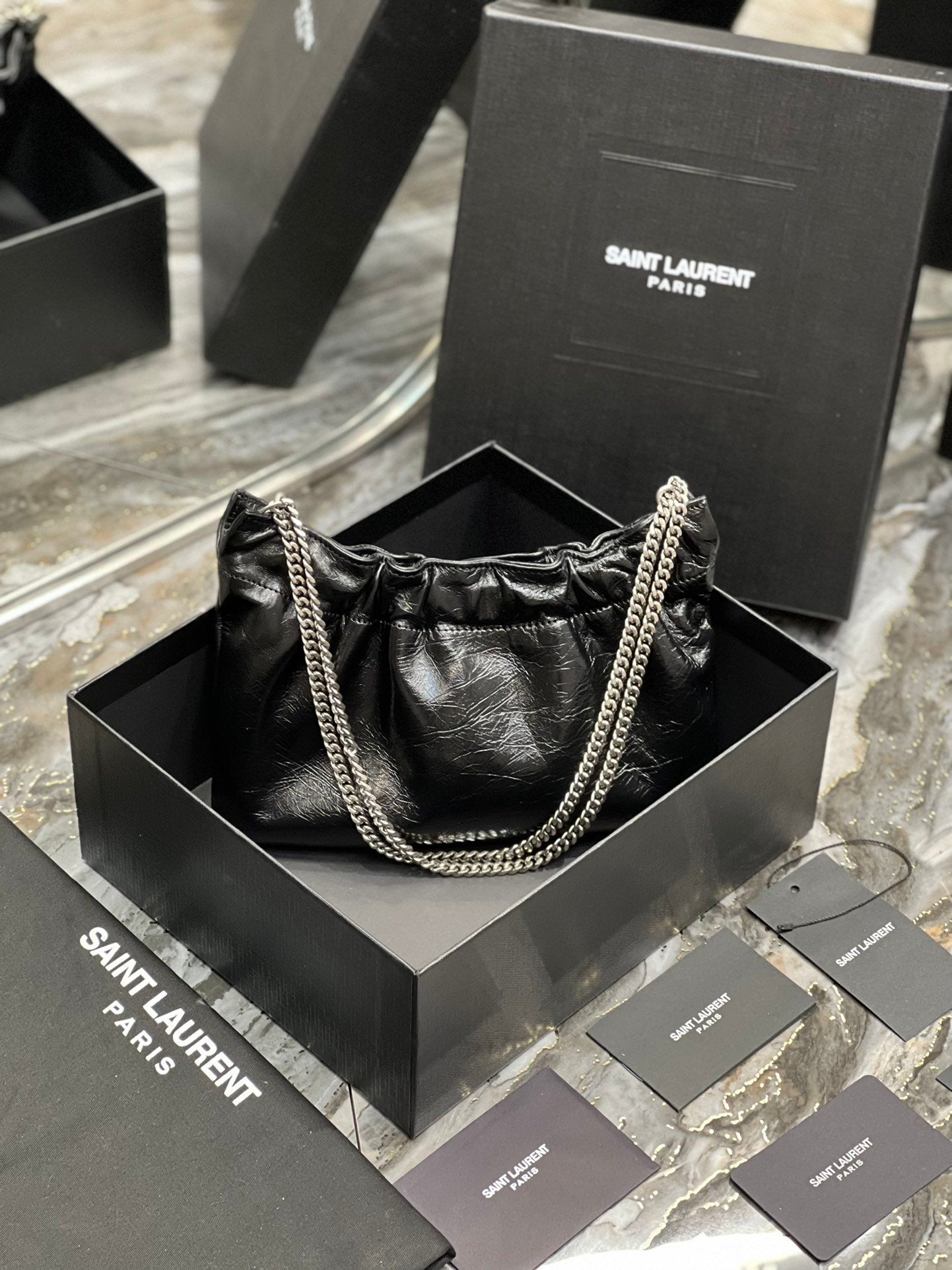 Saint Laurent Paris Mini Bag With Silver Hardware 24cm
