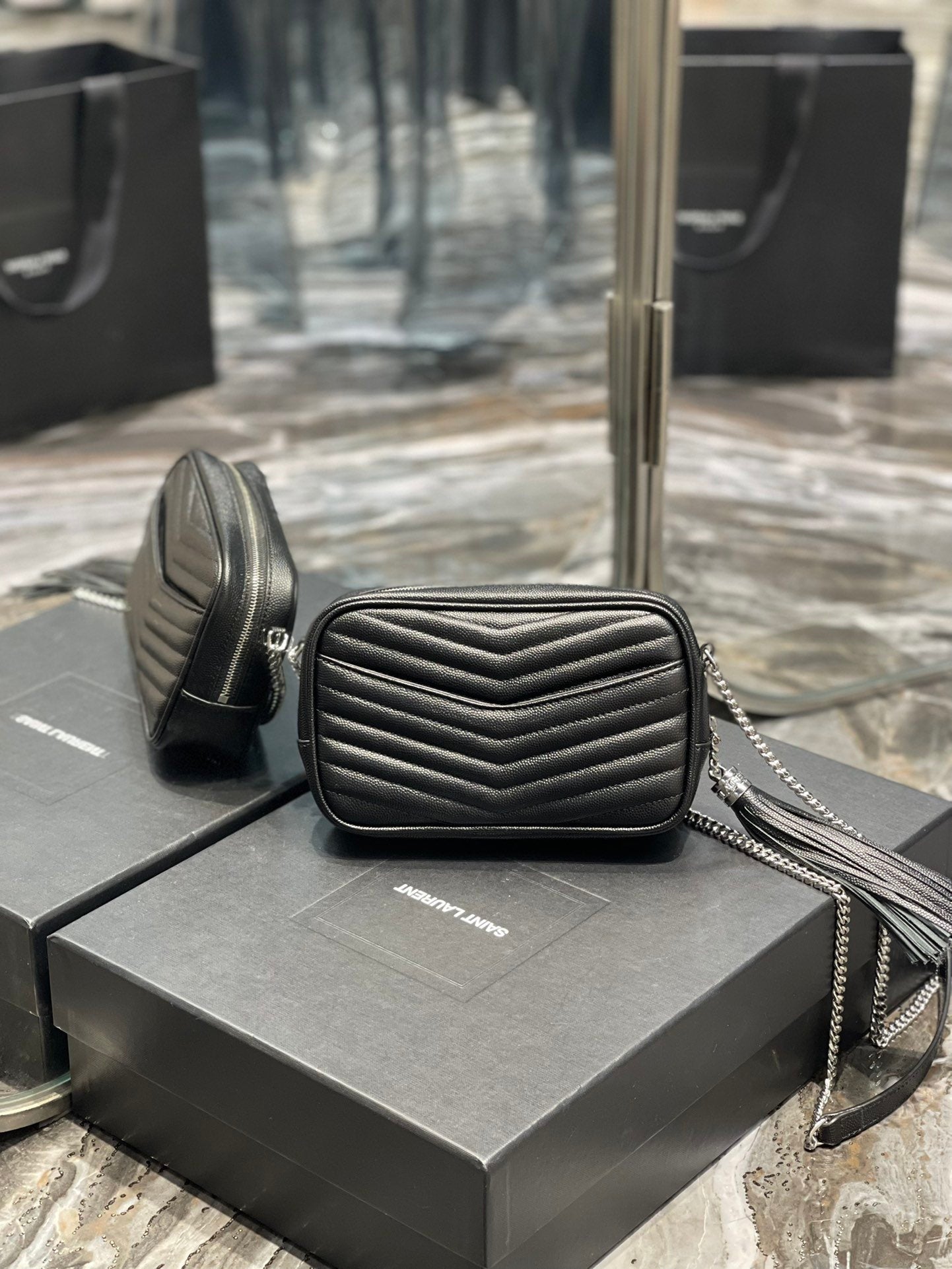 Saint Laurent Lou Mini Bag With Silver Hardware 18cm
