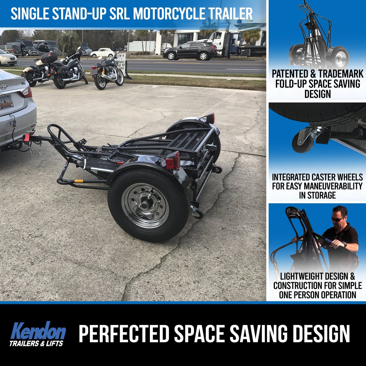 Single Ride-Up SRL Stand-Up Motorcycle Trailer