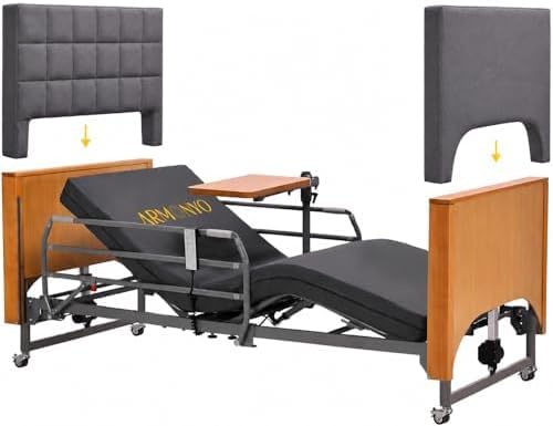 5-Function Electric Hospital Bed with LIMOSS Motor & Overbed Table