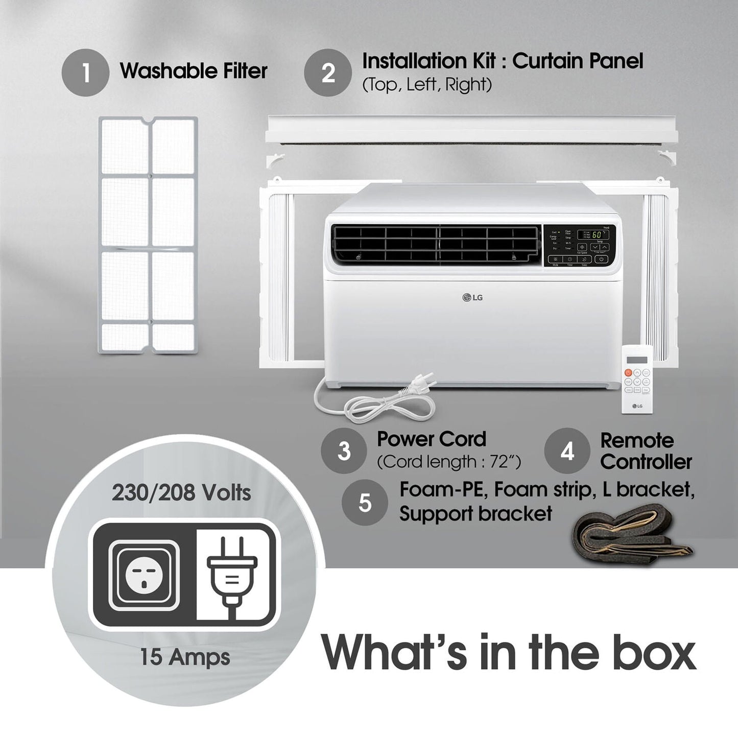 LG 23,500 BTU 230V Dual Inverter Smart Window Air Conditioner, LW2422IVSM