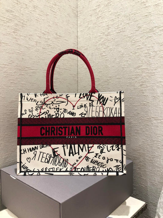 Christian Dior Red Mini Book Tote 36cm