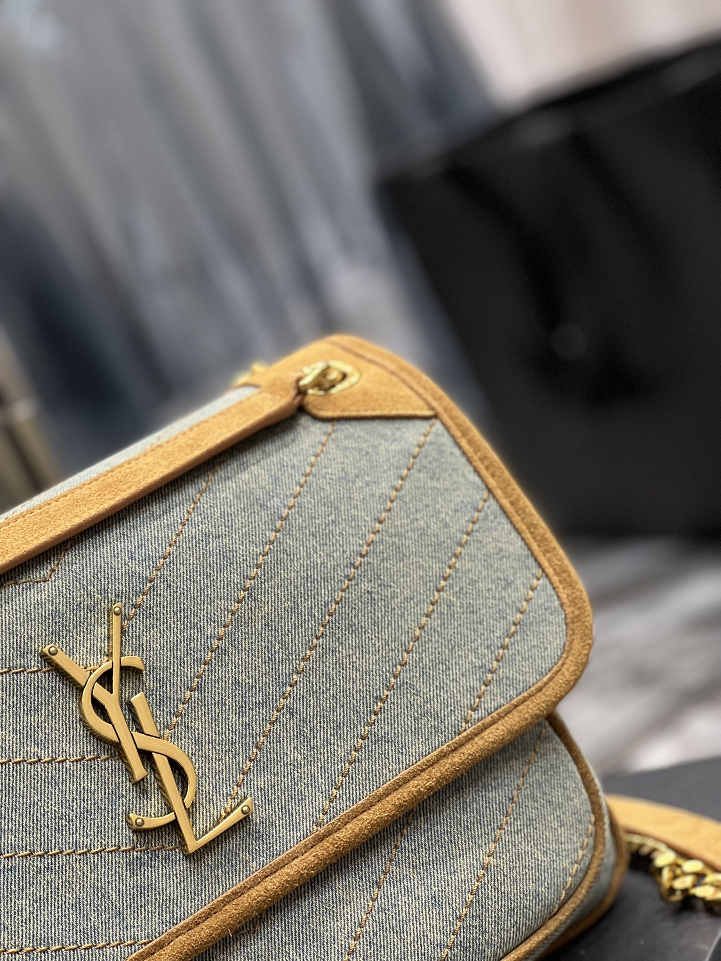 Saint Laurent Niki Medium Chain Bag In Canvas For Women 28cm YSL